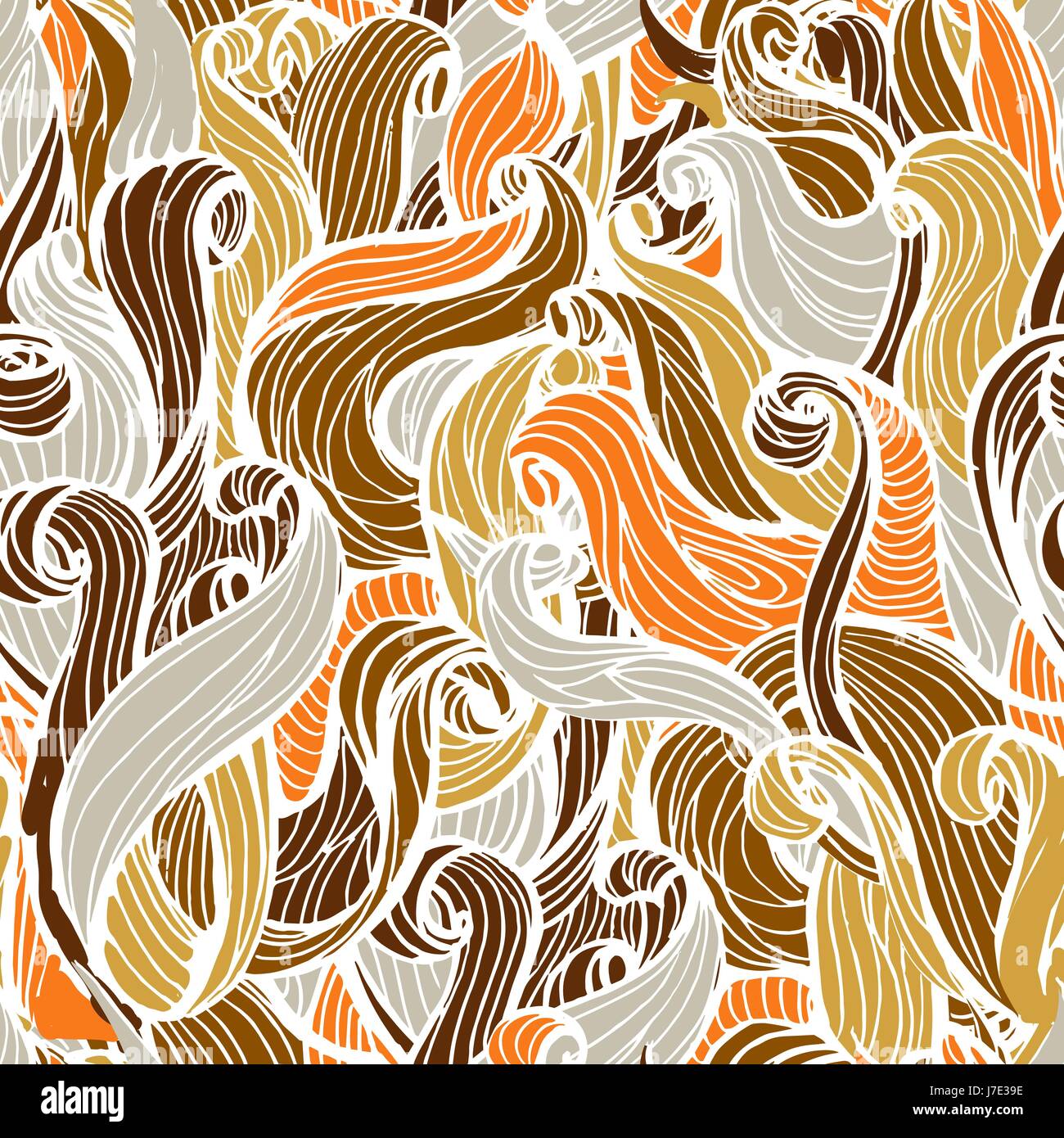 Hair doodle seamless background - endless pattern Stock Vector Image ...