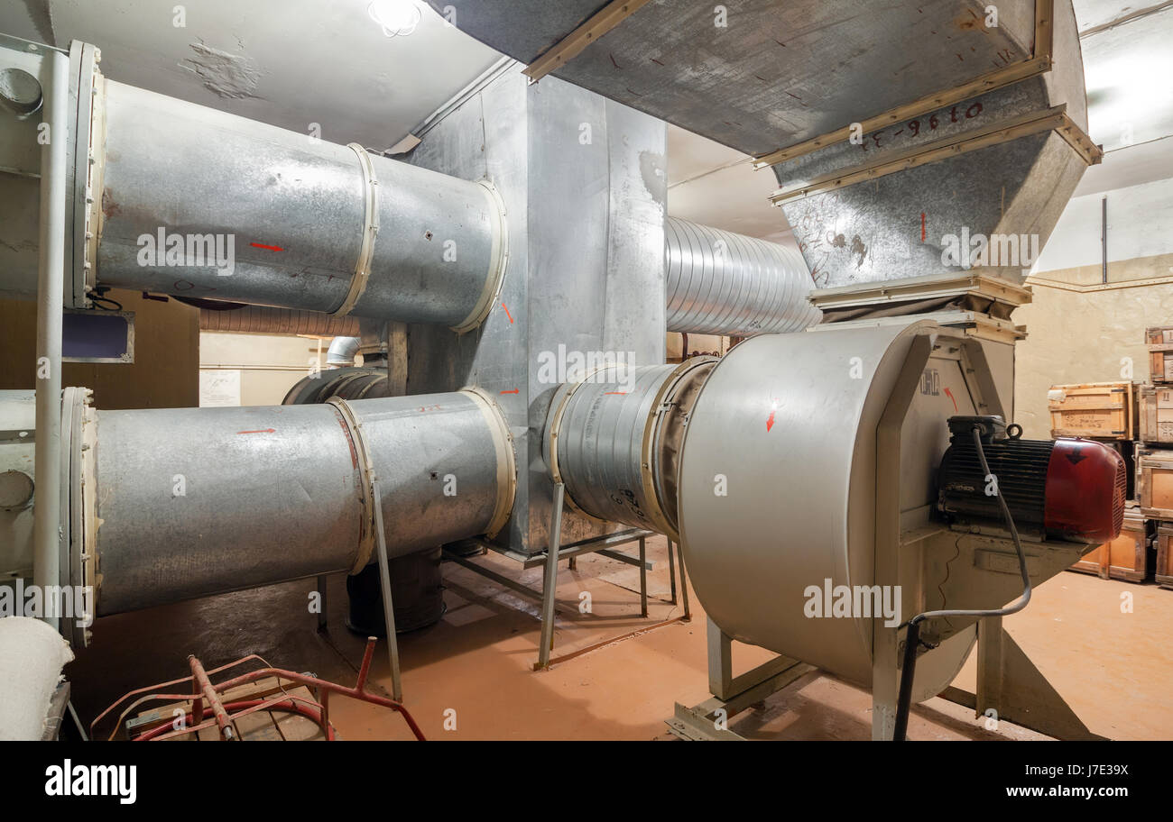 The industrial air ventilation system with supply fan in underground