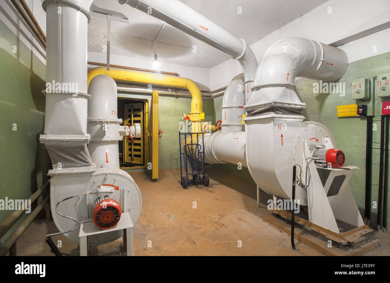 The industrial air ventilation system with supply fan in underground  fallout shelter Stock Photo - Alamy