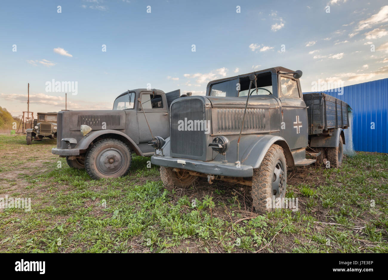 Old German military trucks of world war II outdoor Stock Photo
