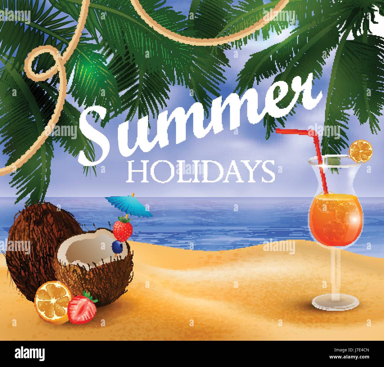summer exotic beverage on tropical beach Stock Vector Image & Art - Alamy
