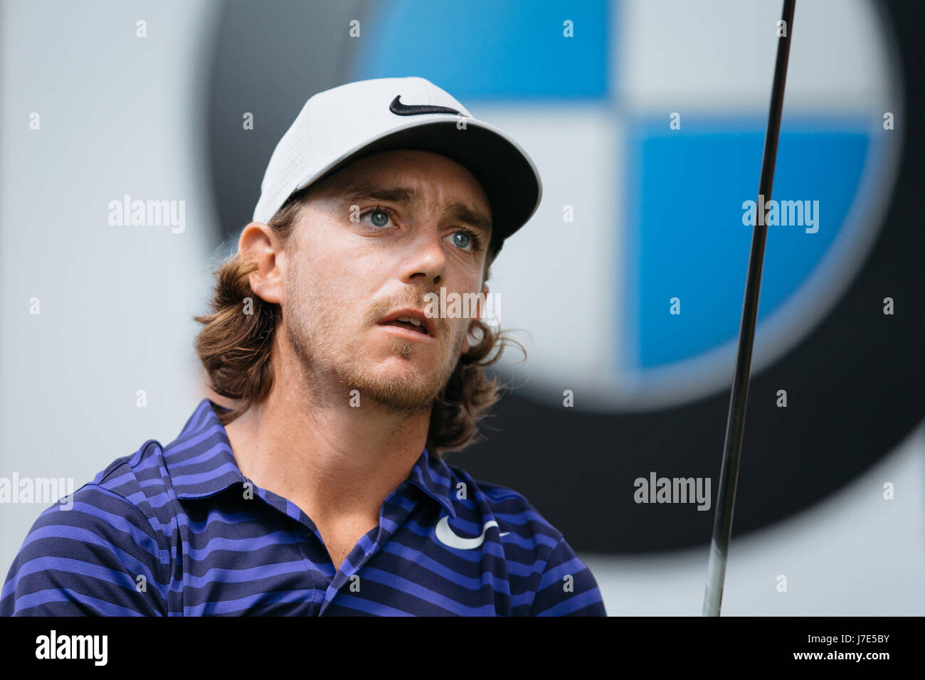 Tommy Fleetwood competes in the Pro-Am competition ahead of the BMW PGA Championship at Wentworth on May, 24, 2017. Stock Photo
