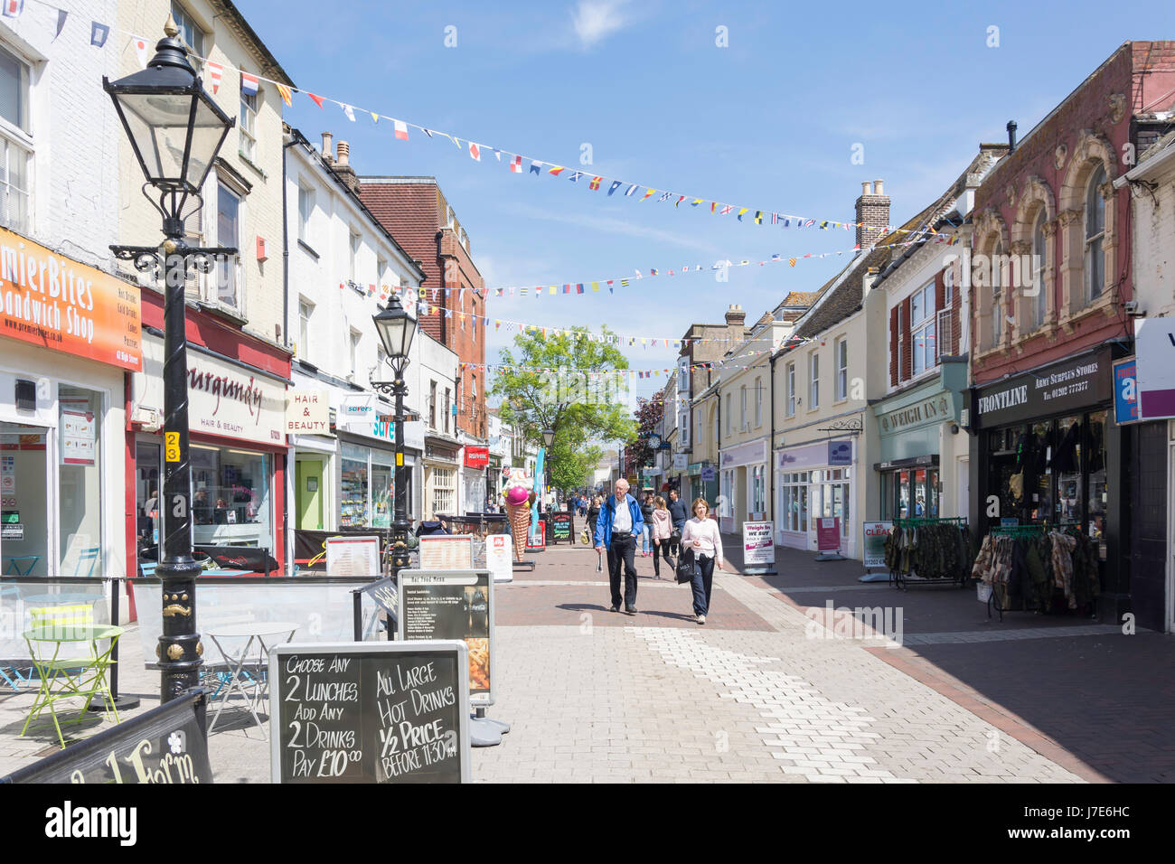 Pedestrianised High Street, Poole, Dorset, England, United Kingdom Stock Photo