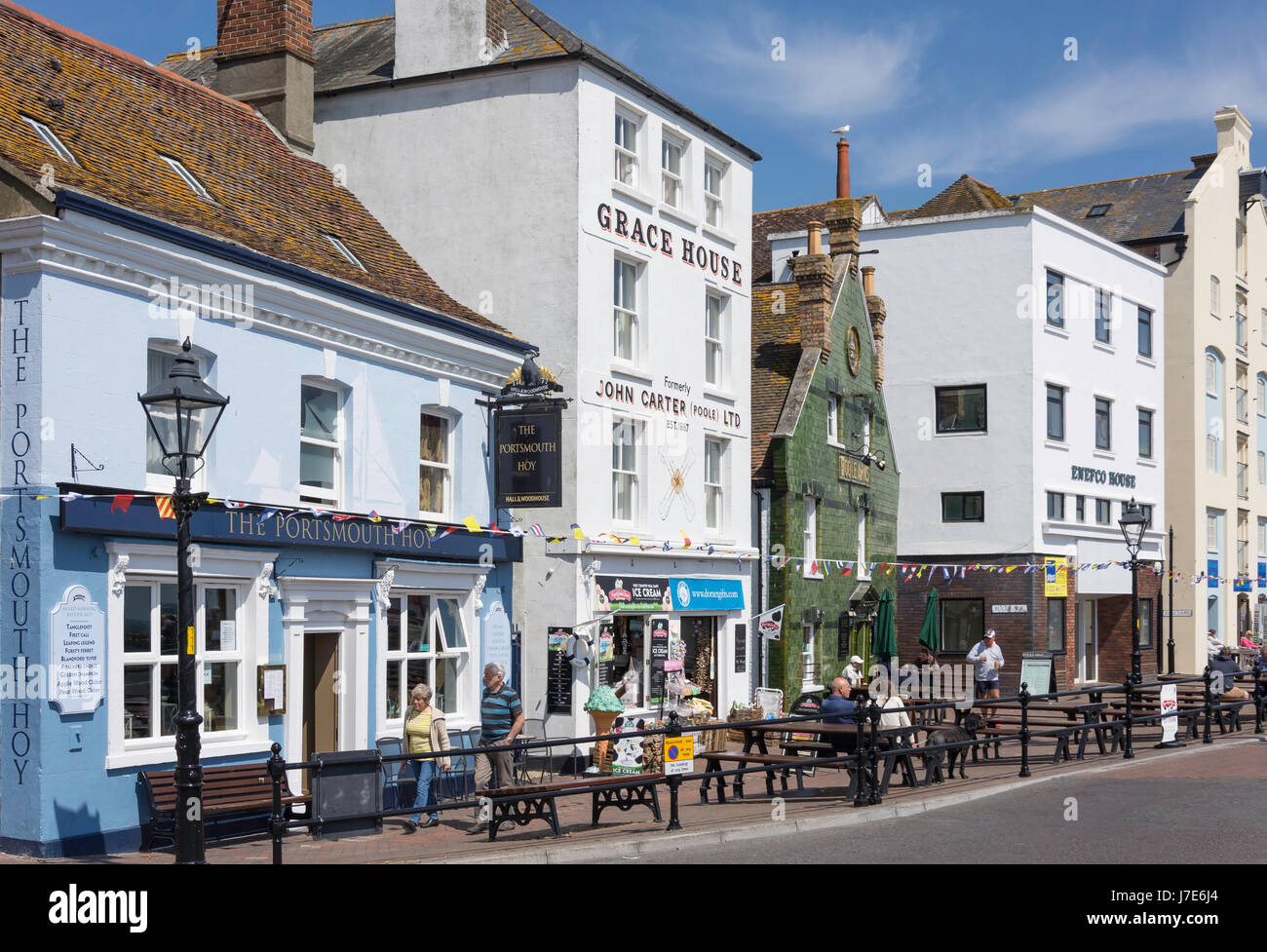 The Portsmouth Hoy and Poole Arms Pubs on seafront, Town Quay, Poole, Dorset, England, United Kingdom Stock Photo