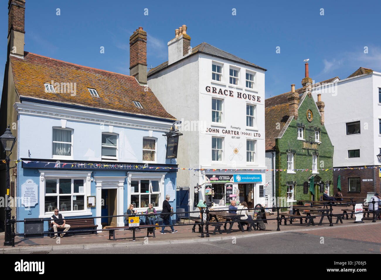 The Portsmouth Hoy and Poole Arms Pubs on seafront, Town Quay, Poole, Dorset, England, United Kingdom Stock Photo