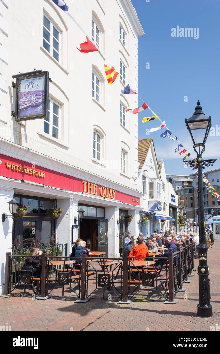 The Quay Wetherspoon Pub on seafront, Town Quay, Poole, Dorset, England, United Kingdom Stock Photo