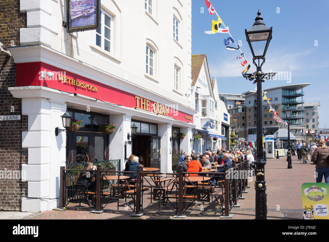 The Quay Wetherspoon Pub on seafront, Town Quay, Poole, Dorset, England, United Kingdom Stock Photo