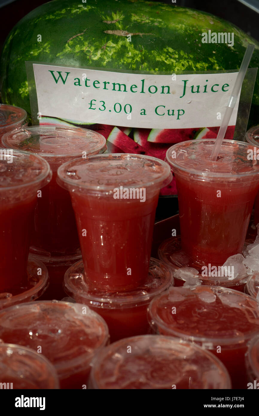 Quality watermelon juice for sale at a farmers'market in Winchester