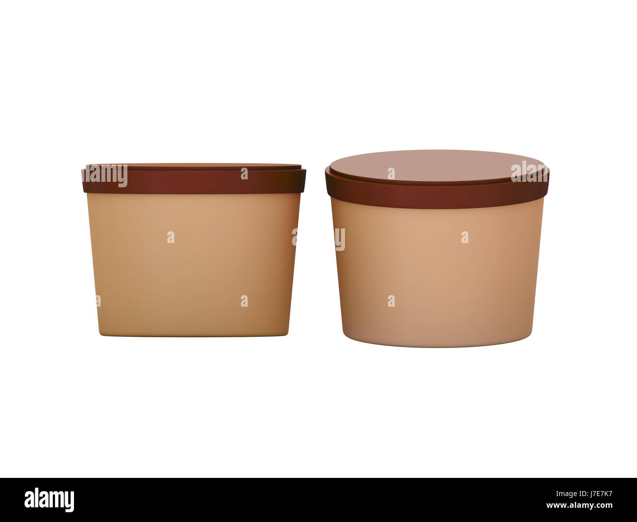 Brown blank short Tub Food Plastic Container with clipping path, Plastic package mock up For