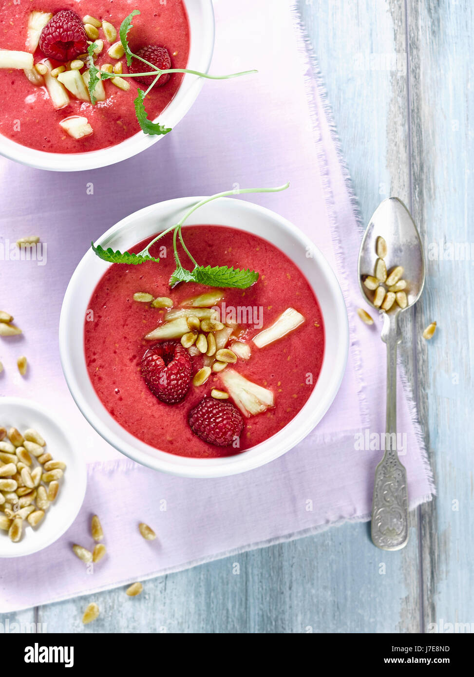 Tomato raspberry smoothie bowl Stock Photo Alamy