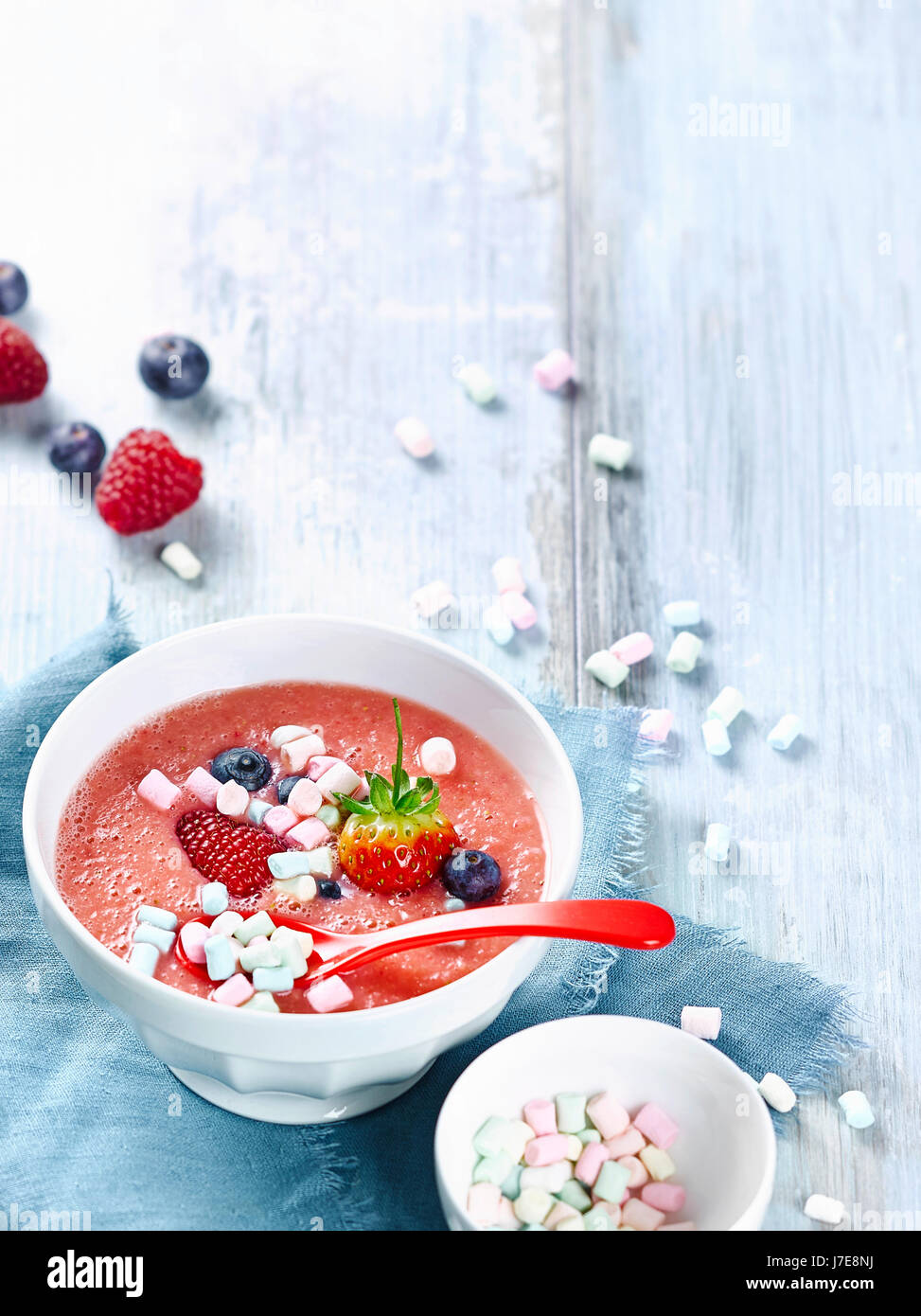 Pineapple strawberry smoothie bowl Stock Photo