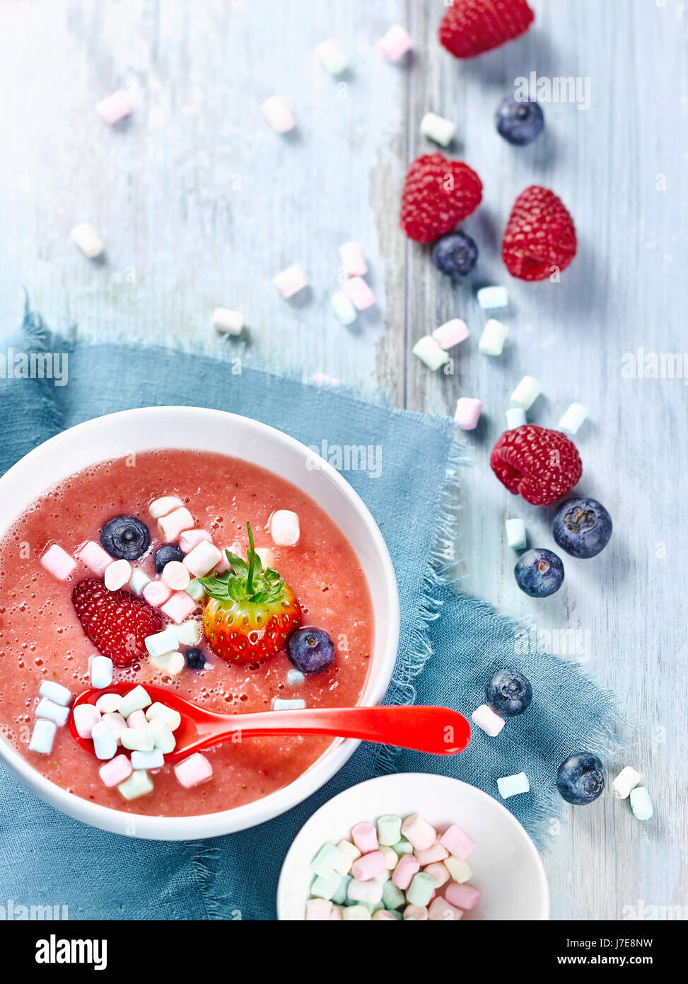 Pineapple strawberry smoothie bowl Stock Photo