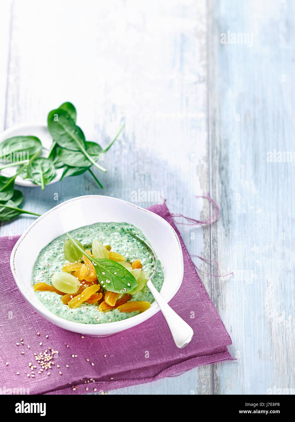 Fruity spinach smoothie bowl Stock Photo Alamy