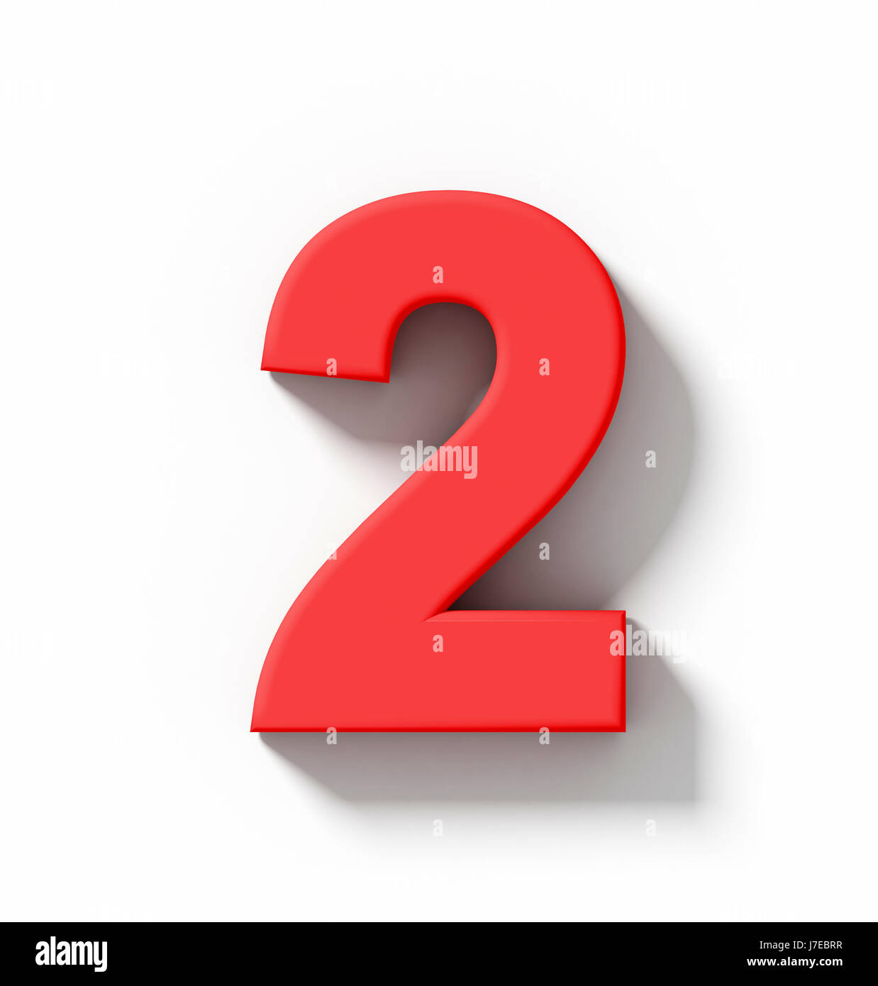 number 2 3D red isolated on white with shadow - orthogonal projection ...