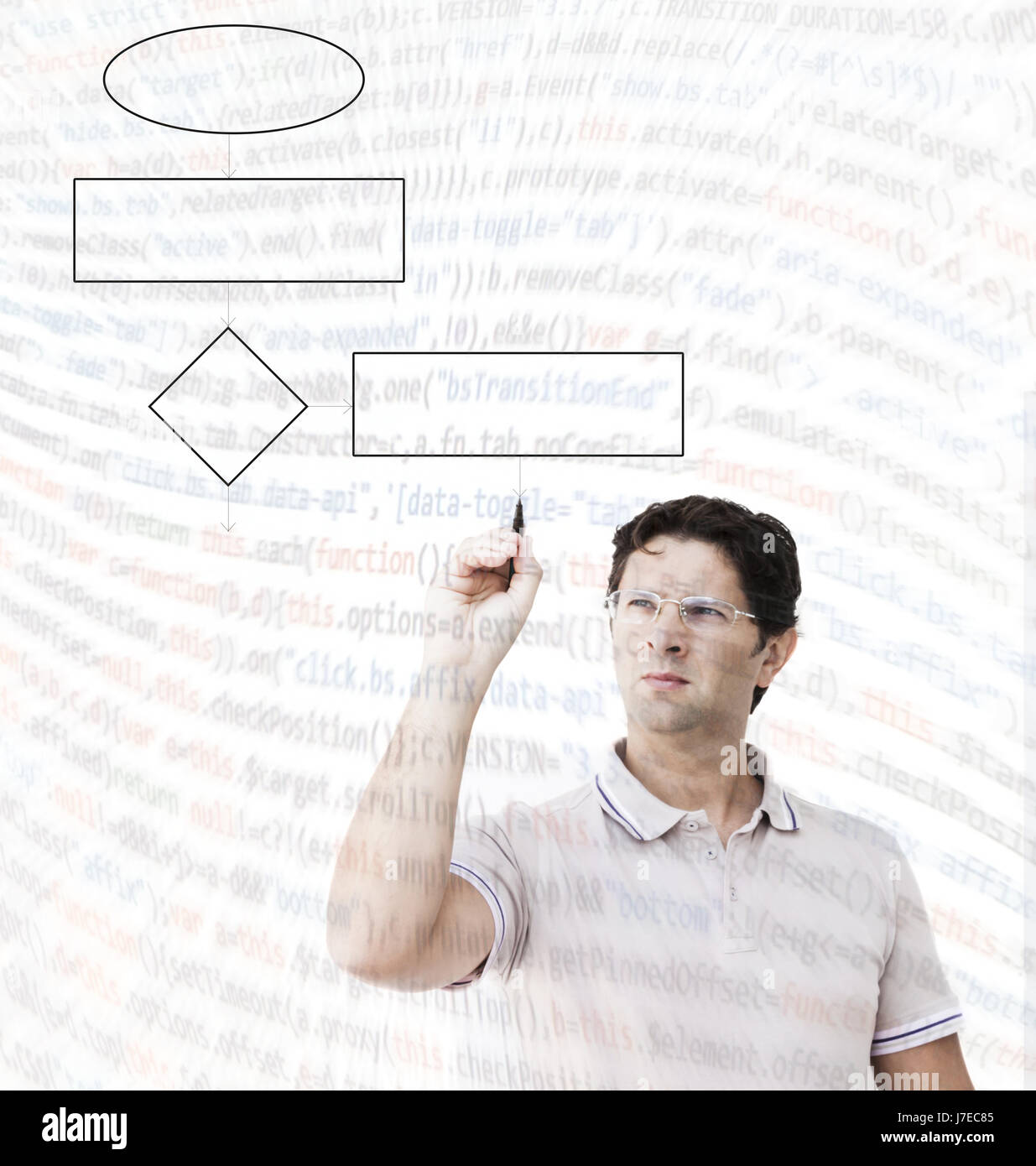 Man drawing a flow chart for computer programming Stock Photo - Alamy