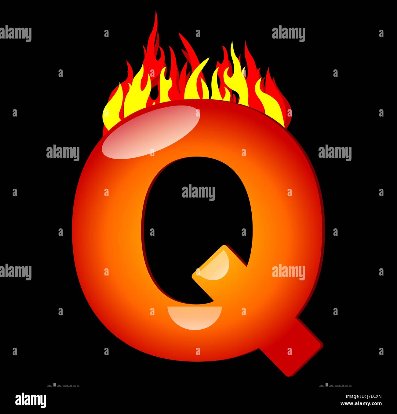 burning letter q Stock Photo