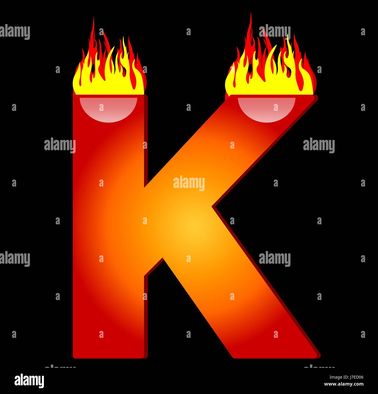 burning letter k Stock Photo