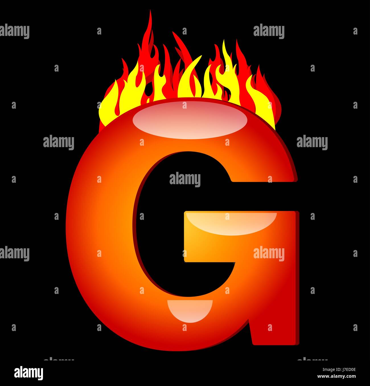 burning letter g Stock Photo