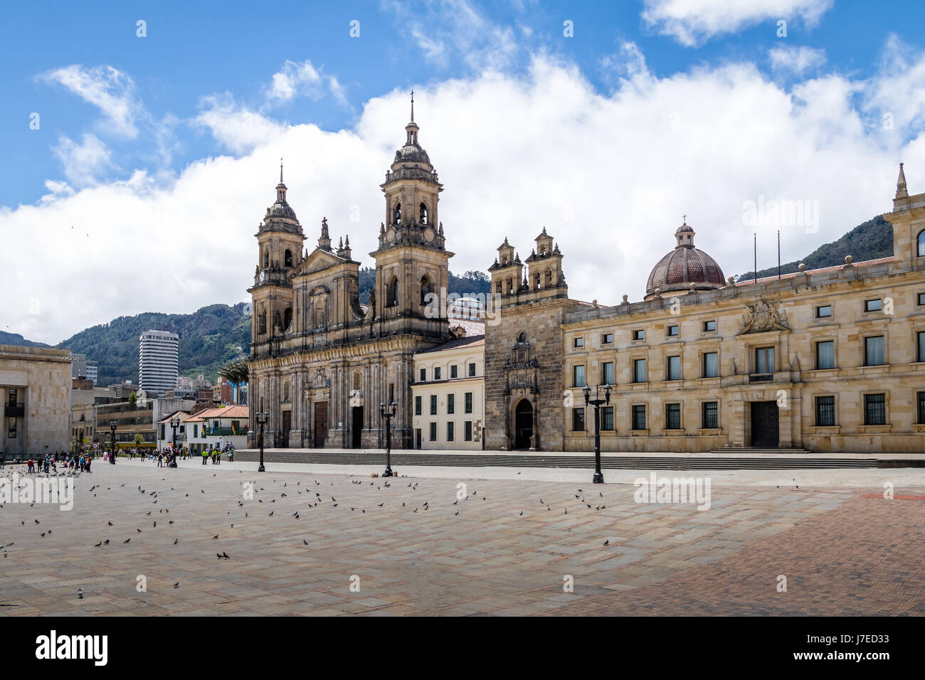 Bolivar Square and Cathedral - Bogota, Colombia Stock Photo