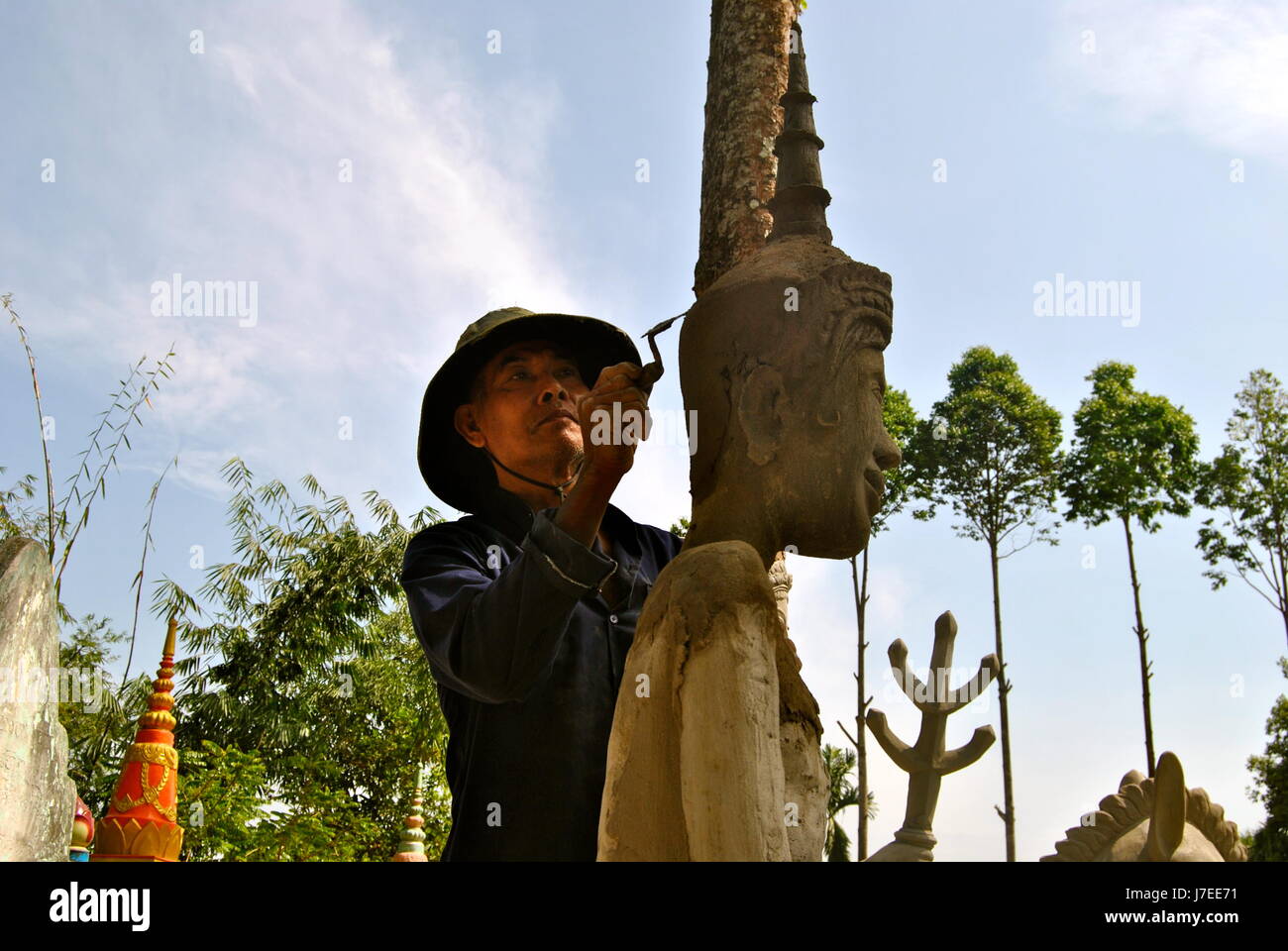 Khmer sculptor, Mekong Delta, Vietnam Stock Photo