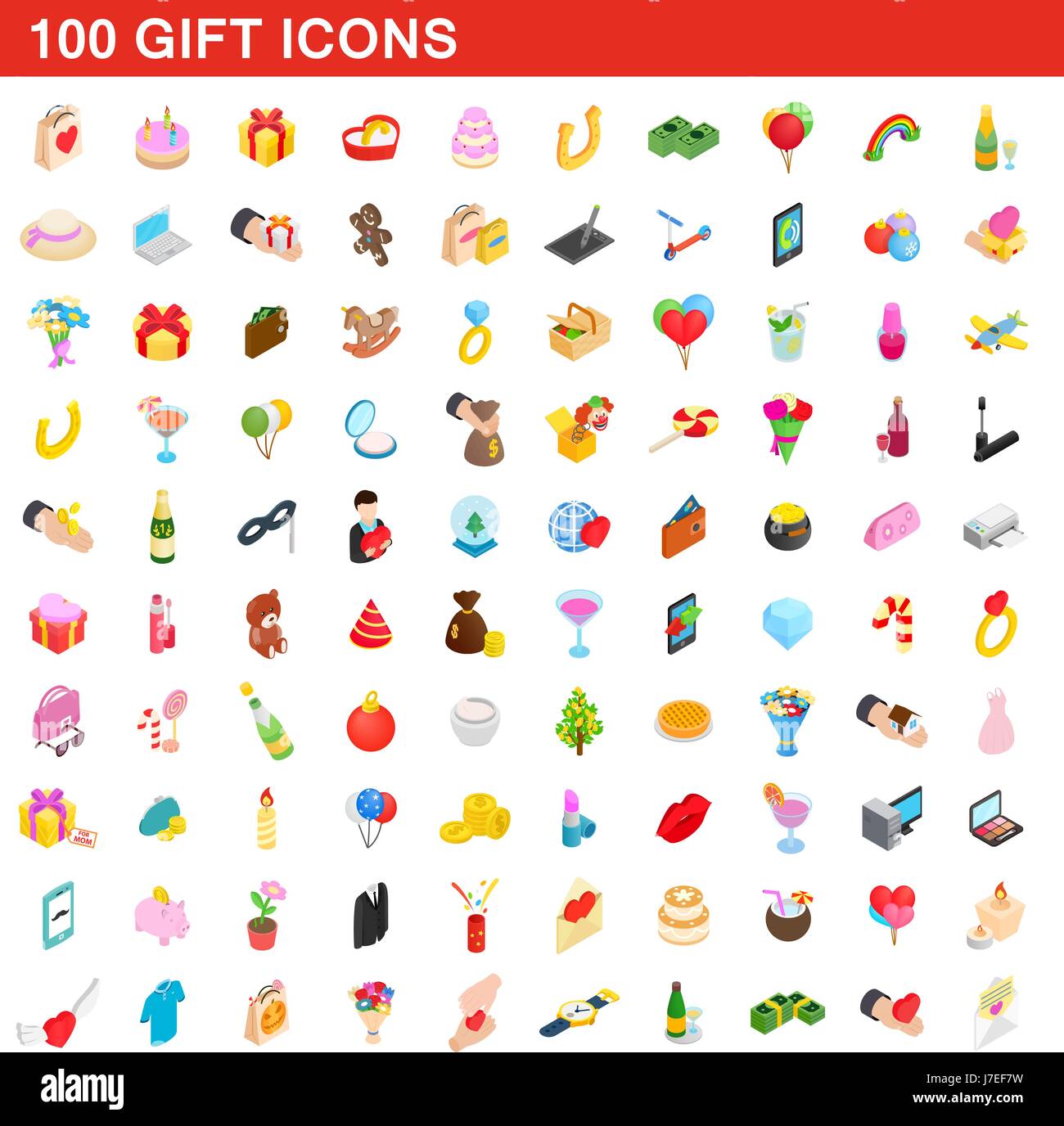 100 gift icons set, isometric 3d style Stock Vector Image & Art - Alamy