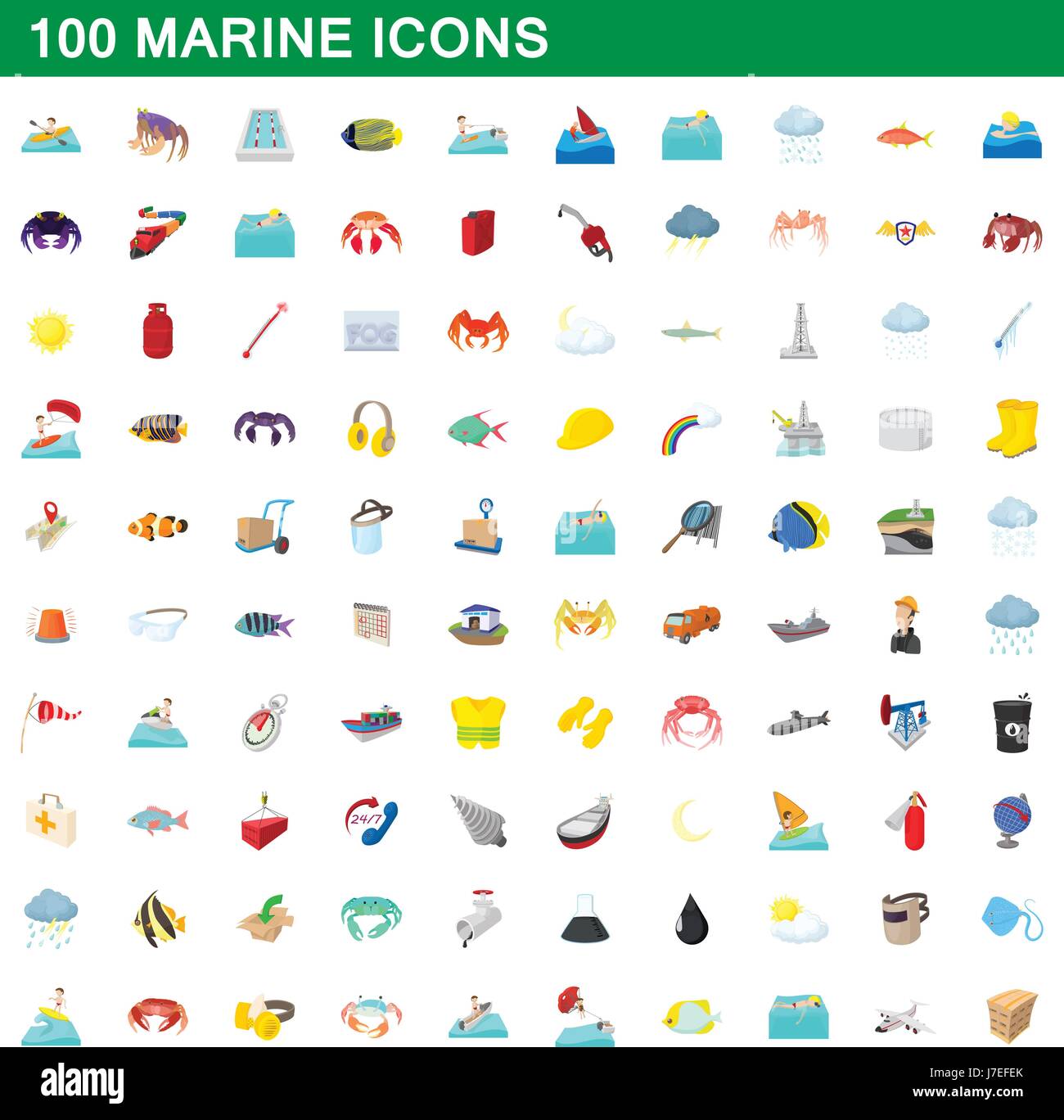 100 marine icons set, cartoon style Stock Vector Image & Art - Alamy