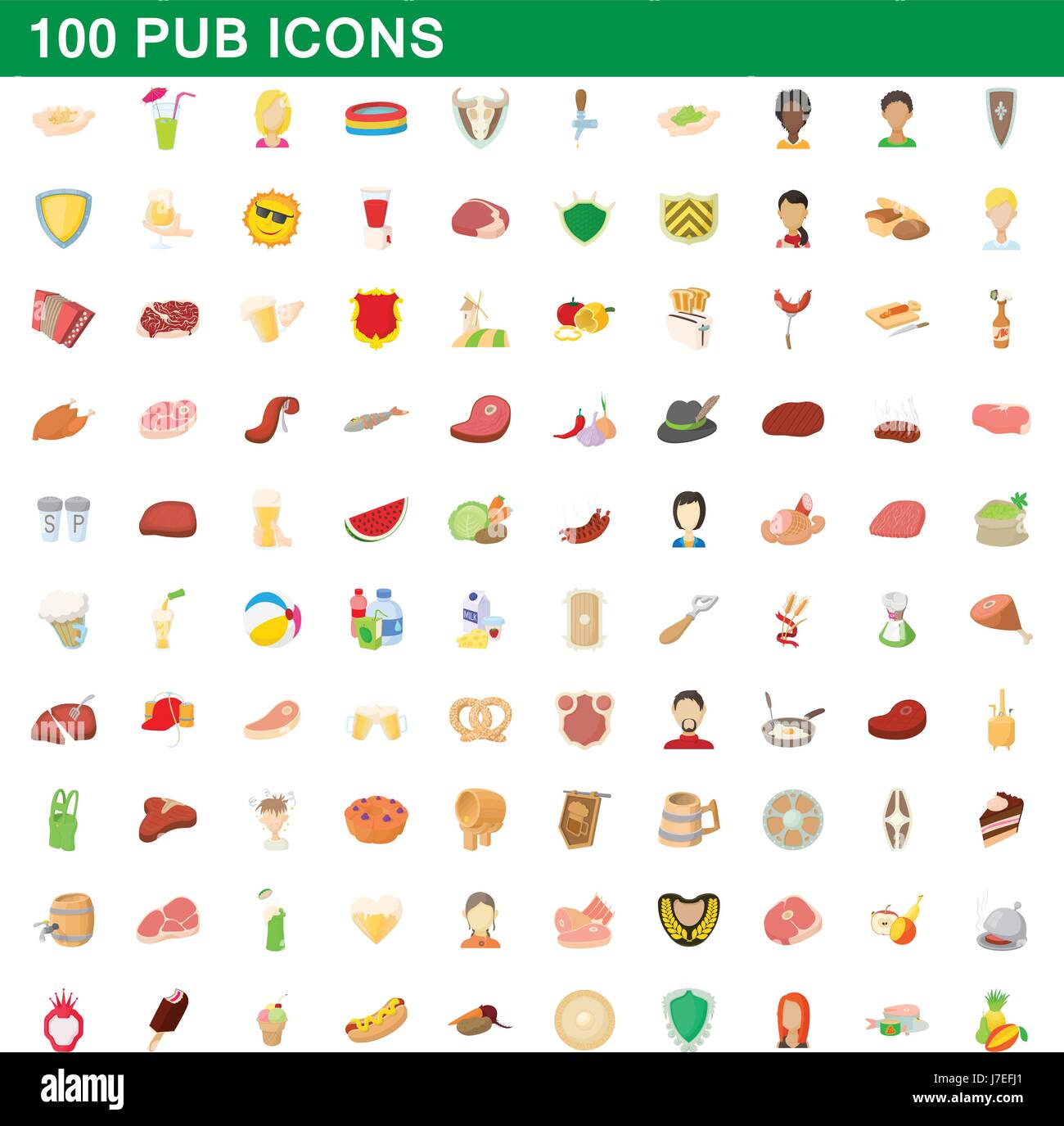 100 pub icons set, cartoon style Stock Vector Image & Art - Alamy