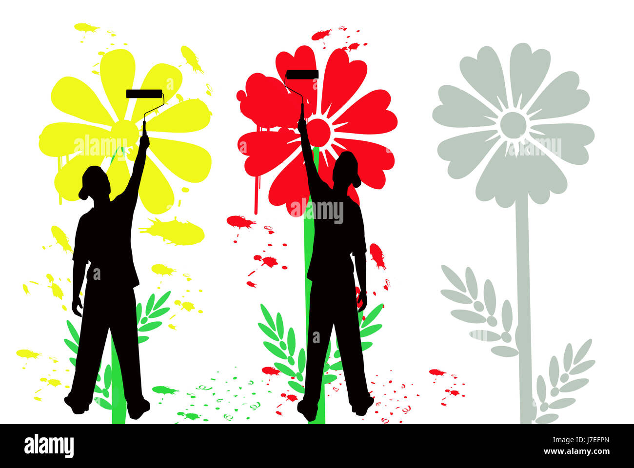 spring painter house painter paint cancel symbolic colour graphic new coloured Stock Photo
