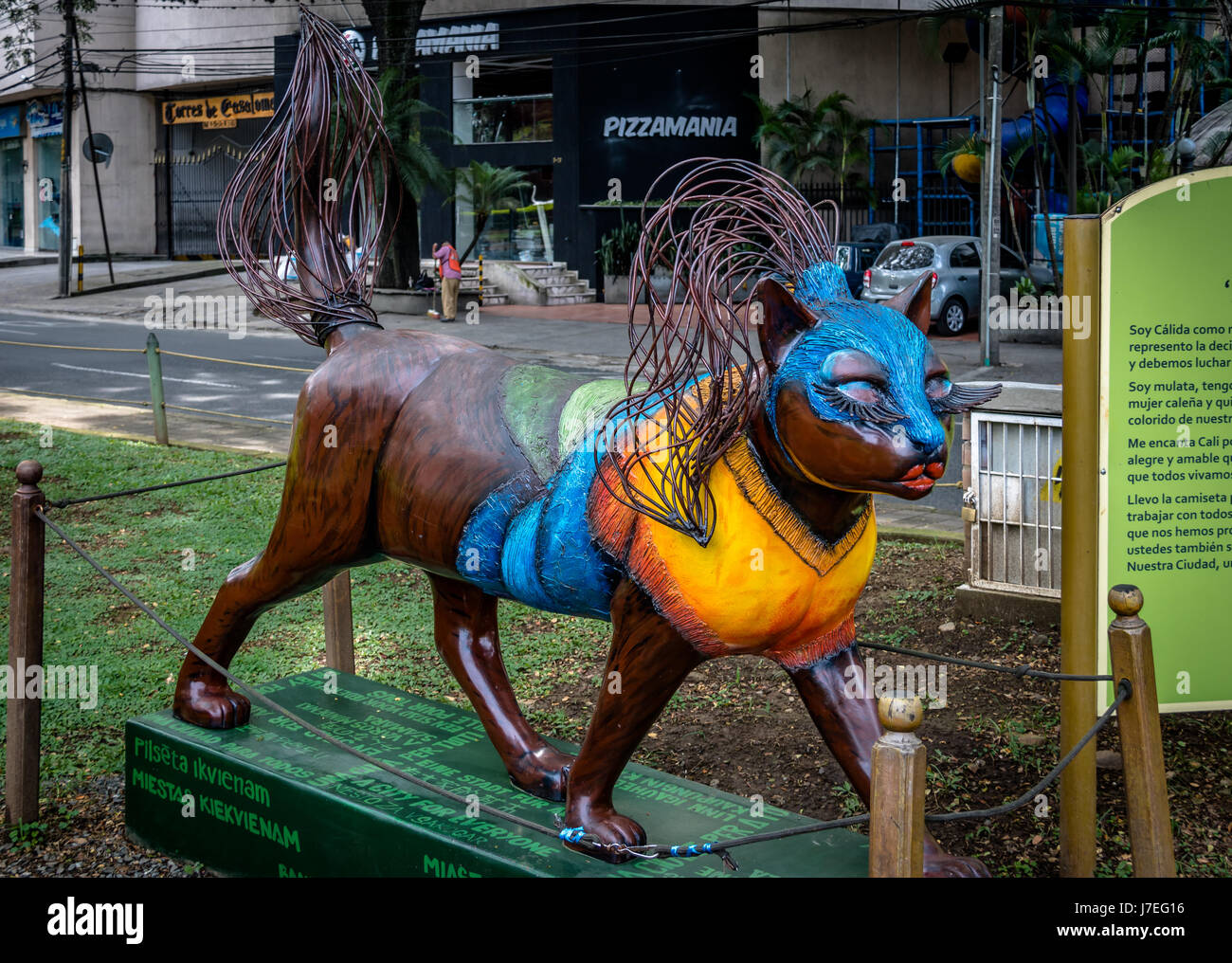 Cat sculpture at Cats Park - Cali, Colombia Stock Photo