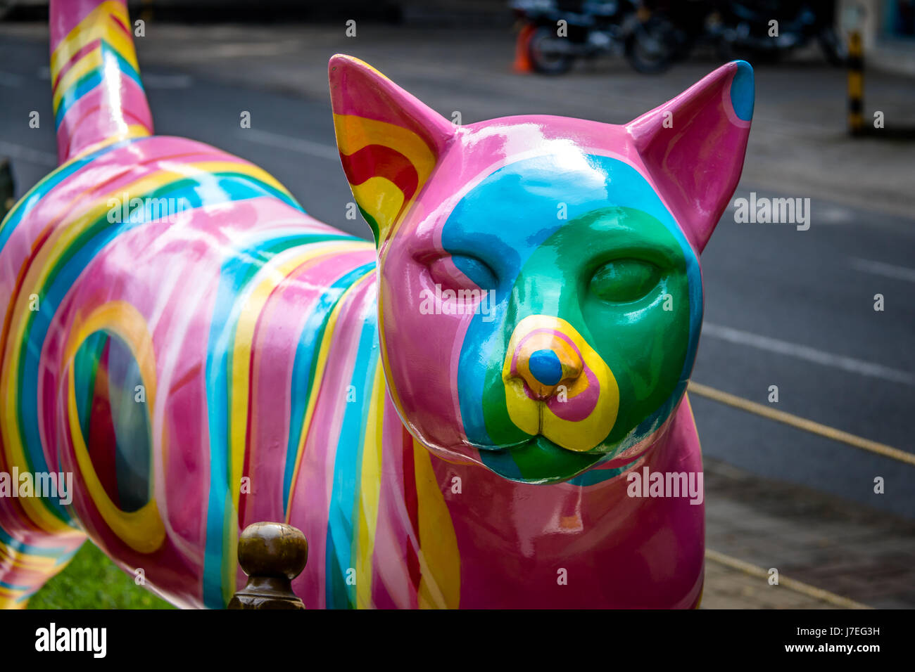 Cat sculpture at Cats Park - Cali, Colombia Stock Photo