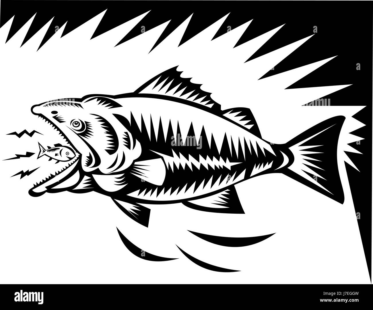 big large enormous extreme powerful imposing immense relevant fish small tiny Stock Photo