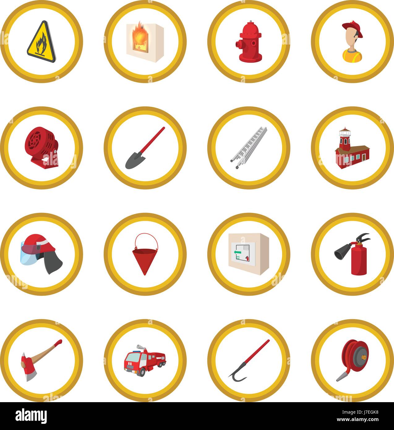 Firefighter cartoon icon circle Stock Vector Image & Art - Alamy
