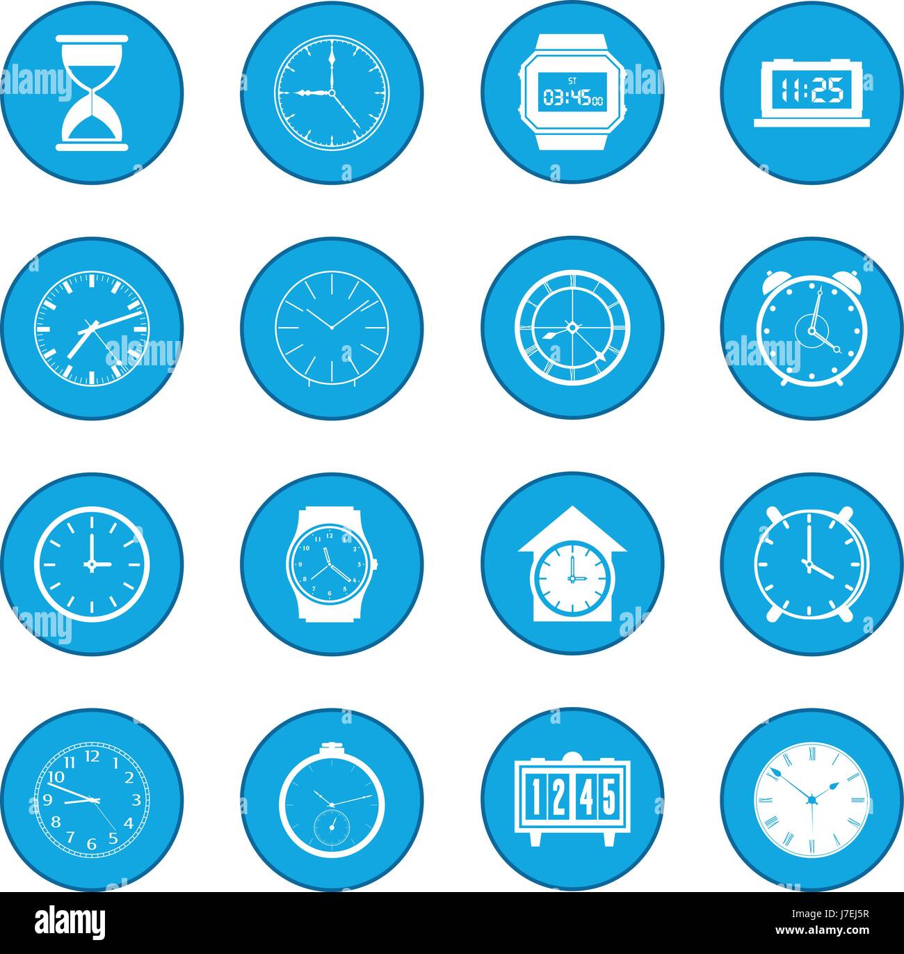 Clocks set blue Stock Vector Image & Art - Alamy