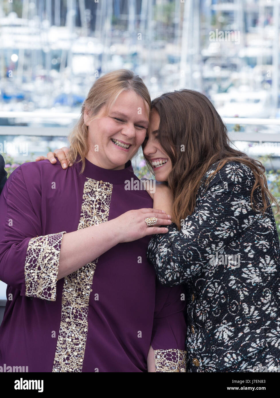 Cannes, France. 24th May, 2017. Actresses Izia Higelin (R) and Severine Caneele pose for the photocall of the film 'Rodin' during the 70th annual Cannes Film Festival at Palais des Festivals in Cannes, France, on May 24, 2017. Credit: Xinhua/Alamy Live News Stock Photo