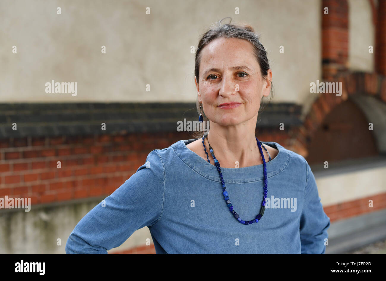 Choreographer Sasha Waltz seen at a press briefing on the new production of 'Kreatur' at the Radialsystem in Berlin, Germany, 23 May 2017. Photo: Jens Kalaene/dpa-Zentralbild/ZB Stock Photo