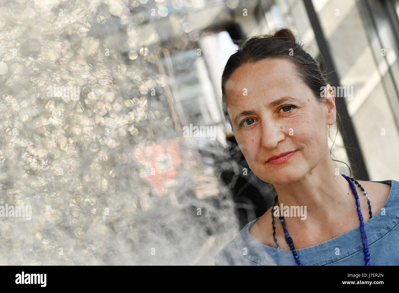 Choreographer Sasha Waltz seen at a press briefing on the new production of 'Kreatur' at the Radialsystem in Berlin, Germany, 23 May 2017. Photo: Jens Kalaene/dpa-Zentralbild/ZB Stock Photo