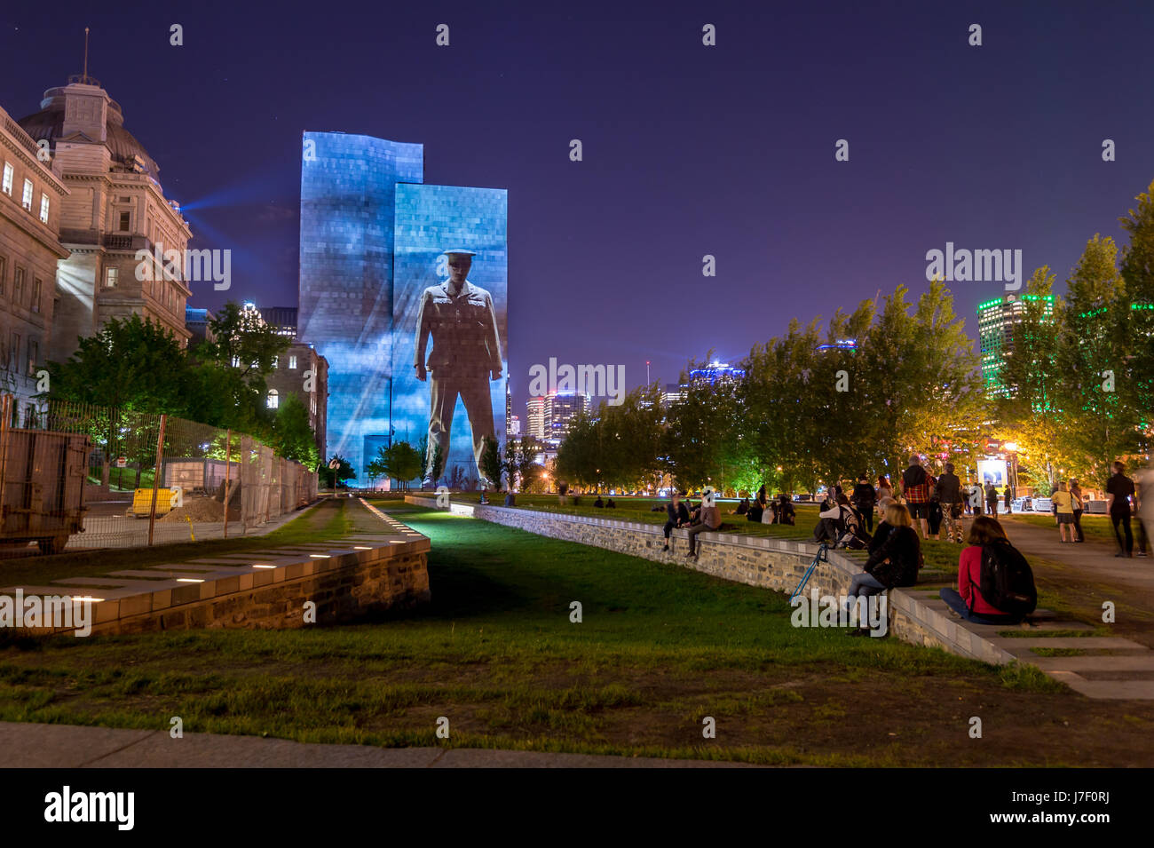 Montreal, Canada. 24th May, 2017.  Cité Mémoires Grand tableau onto the walls of the Montreal Court House (Champ-de-Mars). Cité Mémoire features 20 multimedia tableaux telling the history of Montreal. Credit: Marc Bruxelle/Alamy Live News Stock Photo