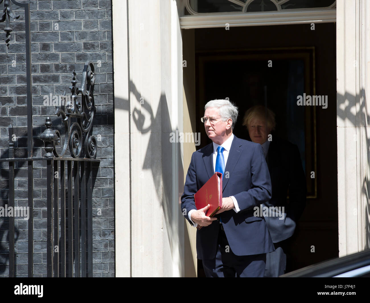 London, UK. 25th May, 2017.Defence Secretary Michael Fallon leaves for NATO meeting in Brussels Credit: Keith Larby/Alamy Live News Stock Photo