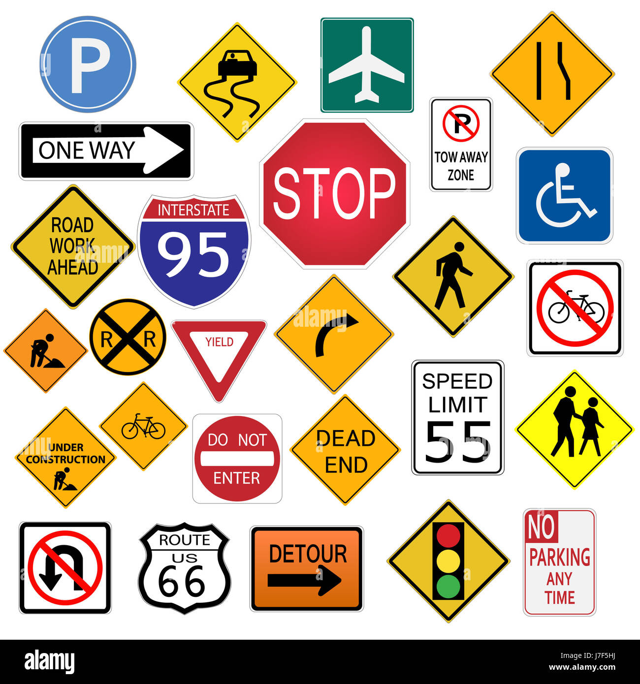 isolated illustration warning detour vector red yellow sign signal ...