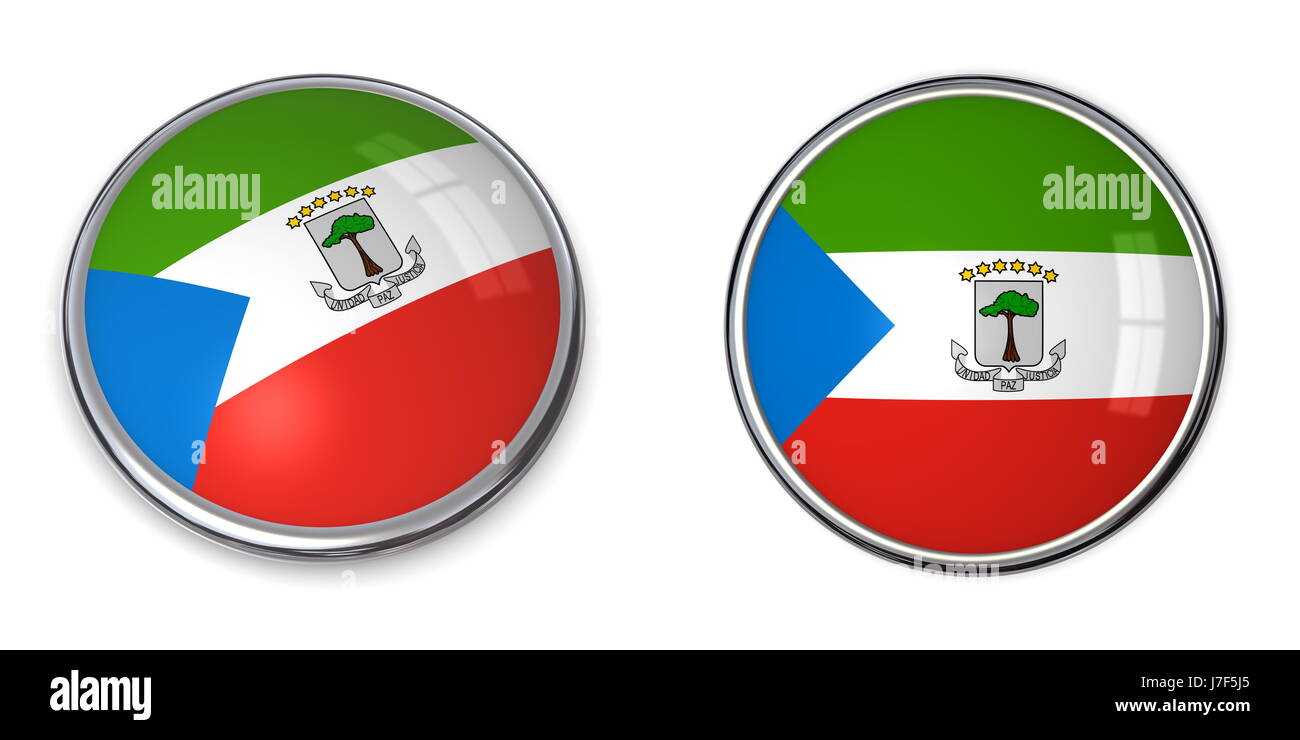 round about flag button banner guinea pin travel isolated tourism round about Stock Photo