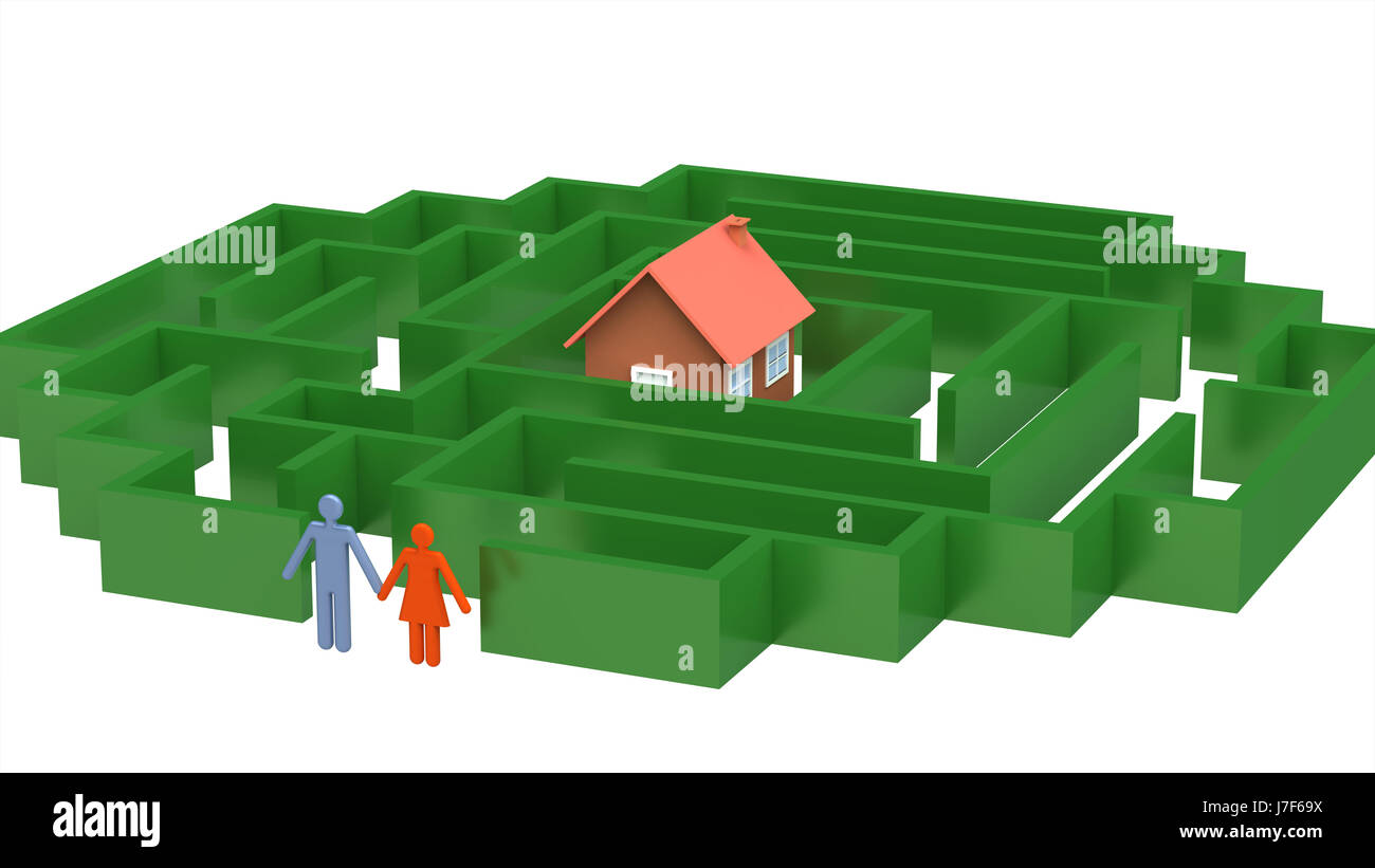 man woman house road own labyrinth home render man woman house way road ...