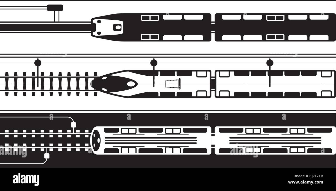 Electrical rail trains from above - vector illustration Stock Vector