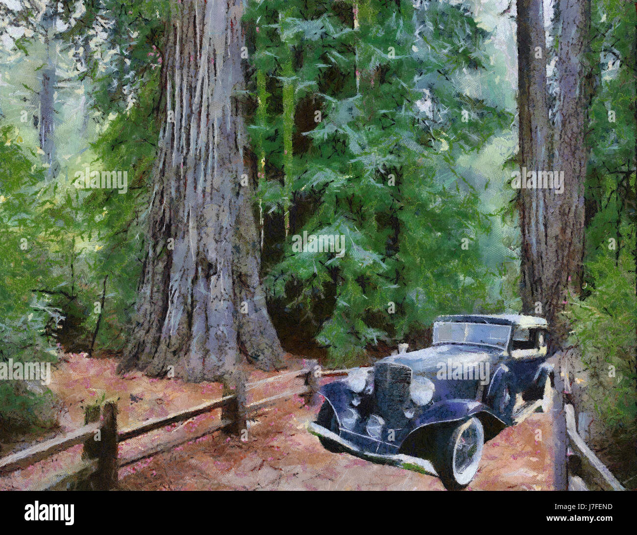painting car automobile vehicle means of travel motor vehicle vintage auburn Stock Photo