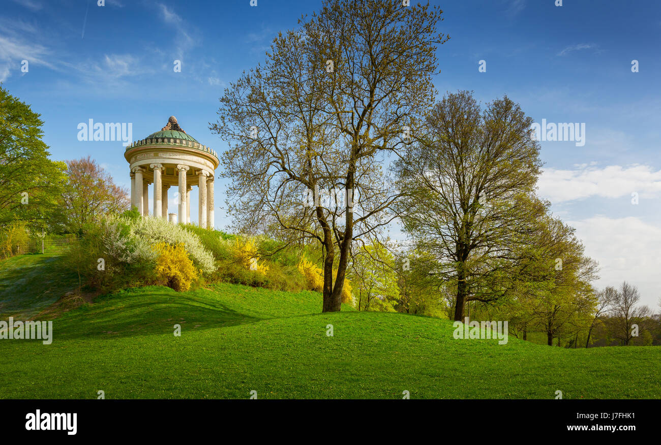Monopteros temple in the English garden, Munich Bavaria, Germany Stock Photo