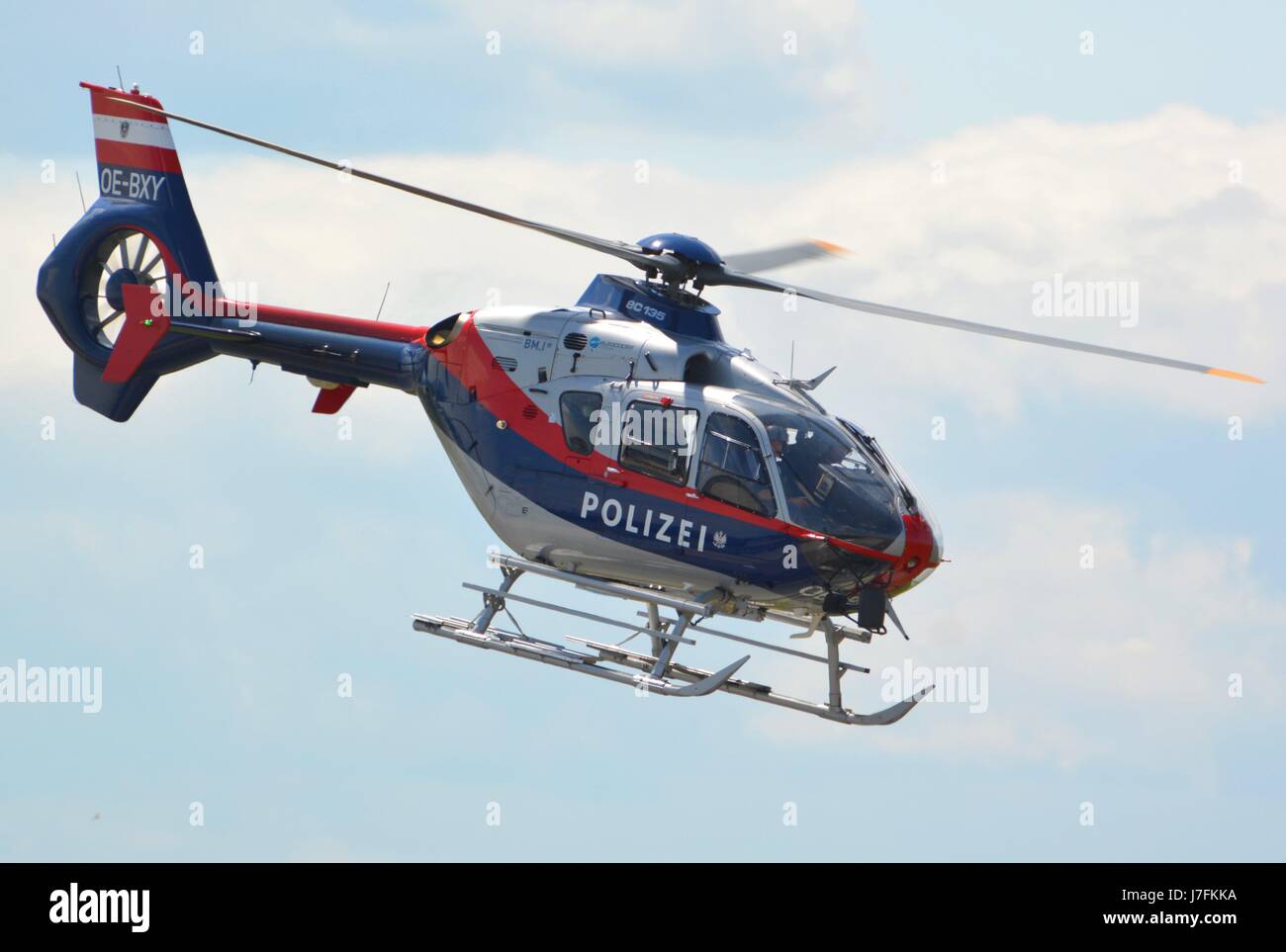 Austrian Police helicopter taking off Stock Photo