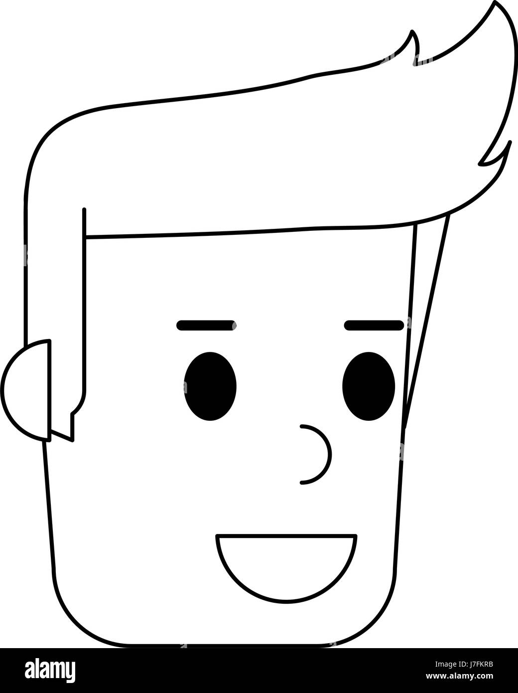 Smiling man cartoon icon Black and White Stock Photos & Images - Alamy