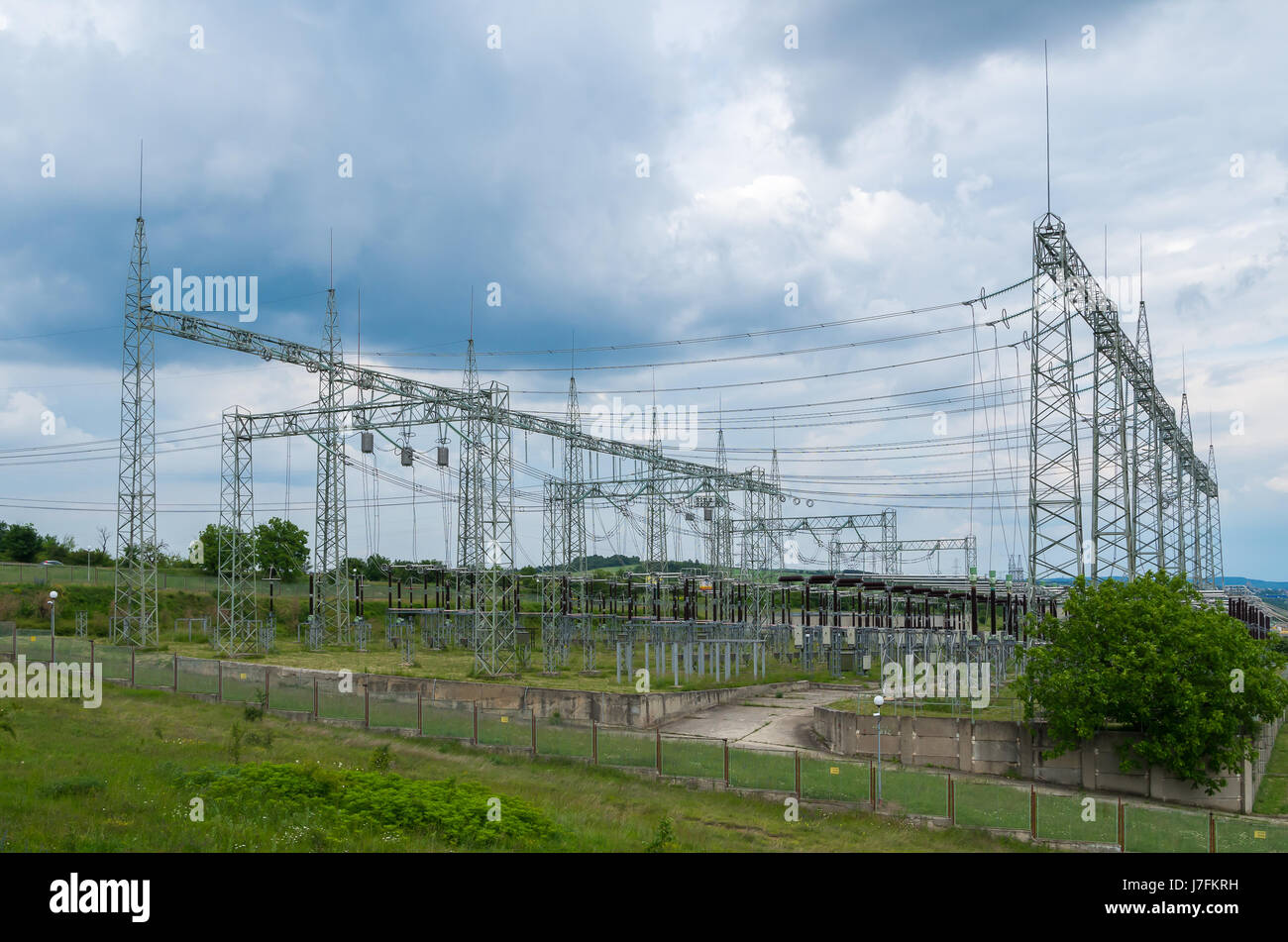 Electrical substation. Electricity distribution Stock Photo
