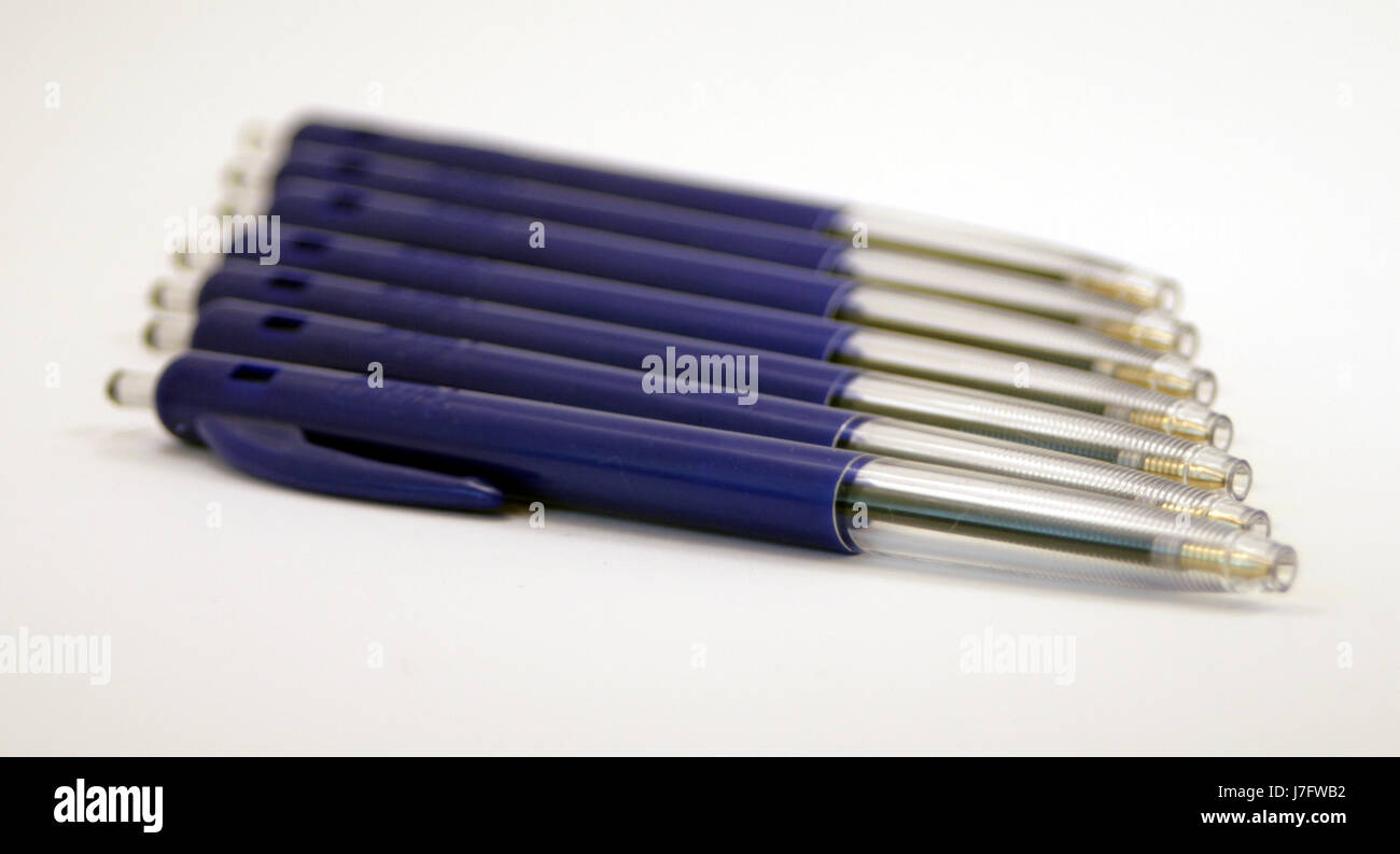 blue office write wrote writing writes isolated ink pen style pencil ...