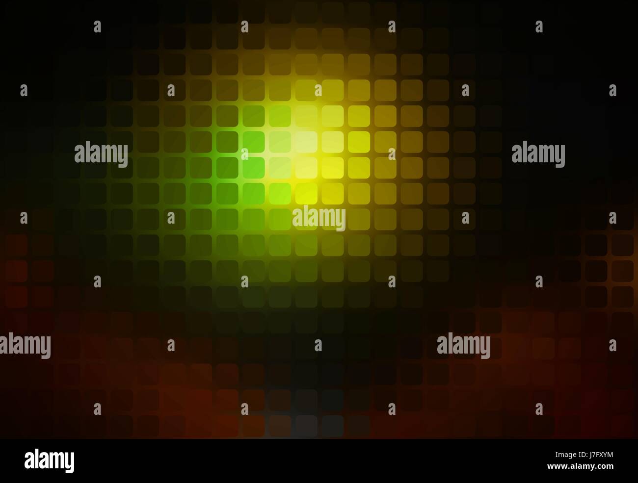 Green brown yellow black vector abstract rounded corners square tiles mosaic over blurred background Stock Vector