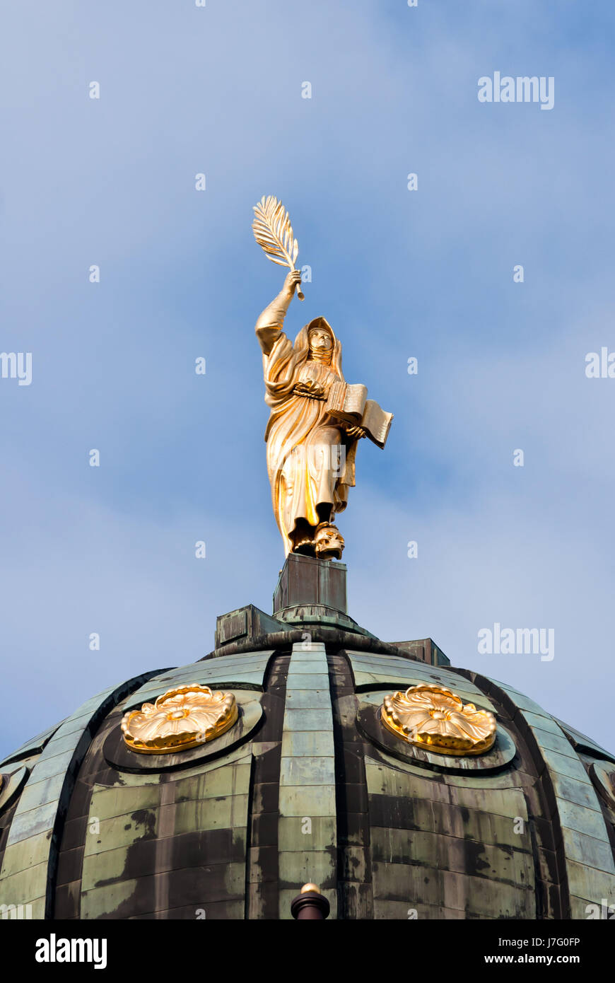church statue cathedral gilt berlin french religion church statue cathedral Stock Photo